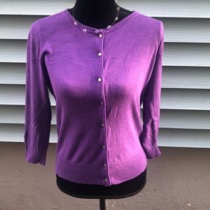 Loft Purple Buttoned Cardigan